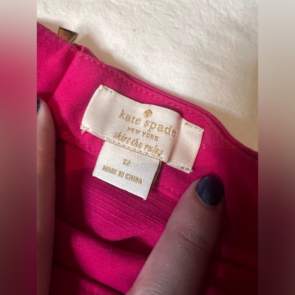 Kate Spade Hot Pink Skirt with Gold Zipper Details - Picture 3 of 9